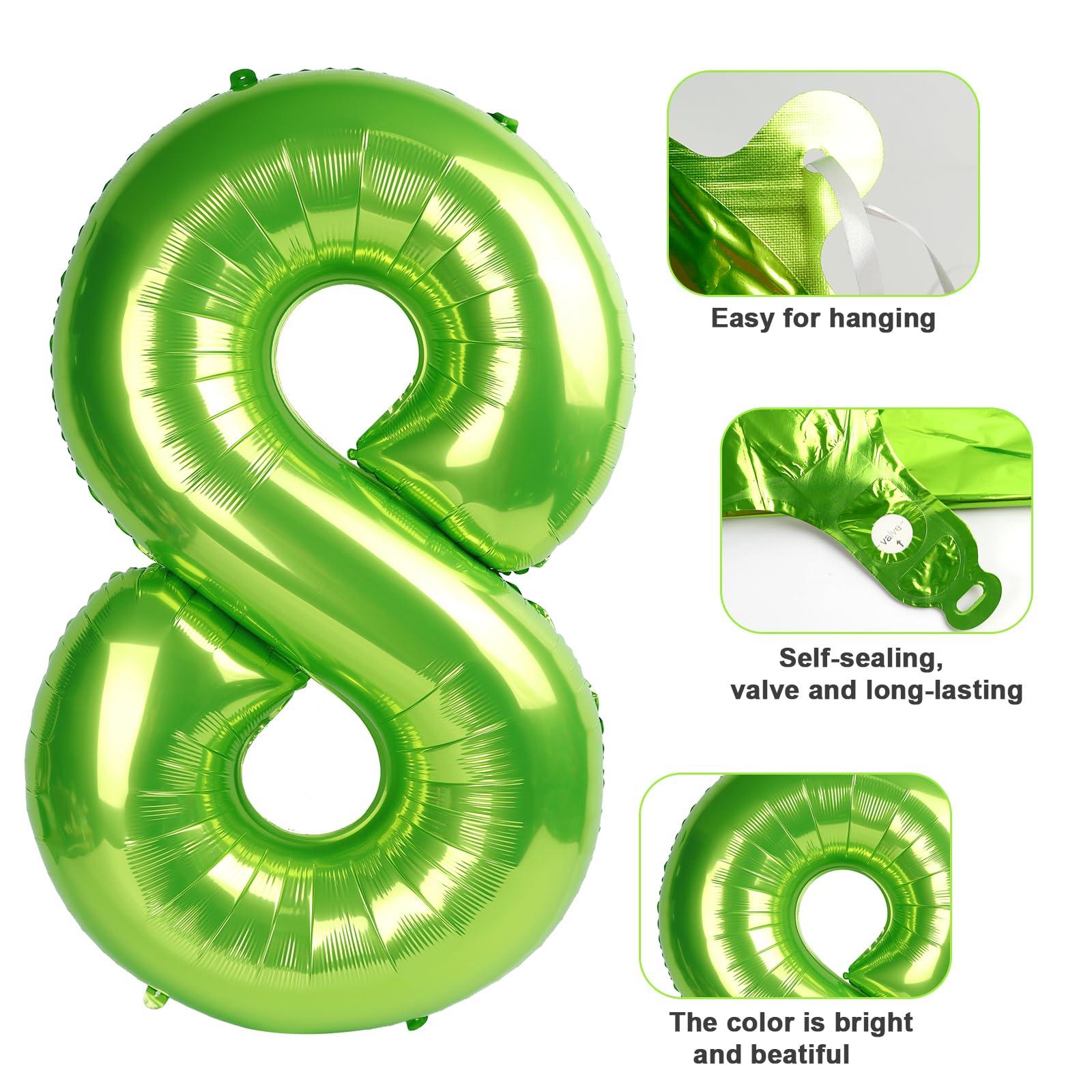 Mluchee Number 5 Balloon 40 Inch Minecraft Birthday Decorations Light Green Big Number Balloons, Five Year Old Balloon Decorations, 5 15 Number Balloons Dinosaur Jungle Safari Party Supplies