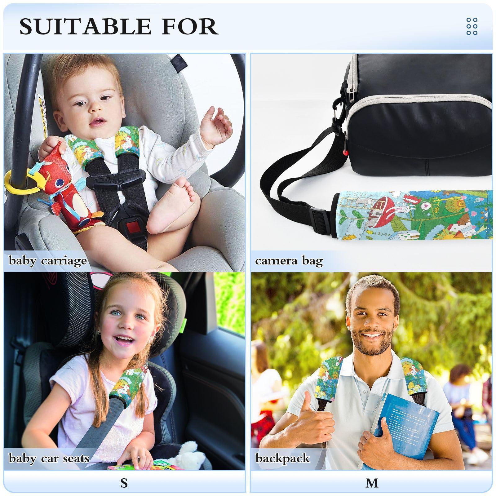 ElliTarr ElliTarr 2 Pack Seatbelt Covers Seat Belt Cover Pad for Adults Boys Girls Car Seat Strap Covers Pads Cushion Universal Shoulder Strap Pad Protector for Backpack Camera Bag 6.5 x 6.5 Inch Cute Zoo