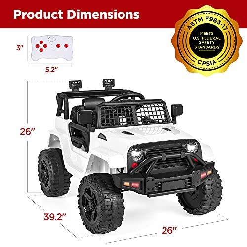 Best Choice Products 12V Kids Ride On Truck Car w/Parent Remote Control, Spring Suspension, LED Lights, AUX Port - White image-7