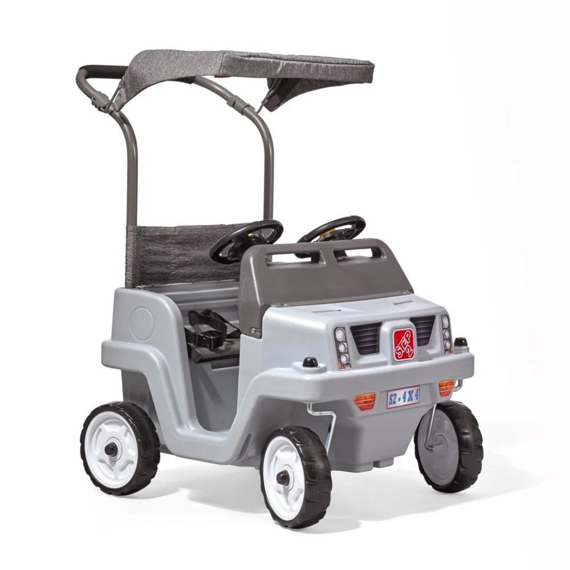 Step2 Step2 Side-by-Side Push Around SUV, Kids Push Car, 2 Seats, Stroller Substitute, Includes Seat Belts & Horns, Made of Durable Plastic, Max Weight 100 lbs., for Toddlers 1.5-5 Years Old, Gray