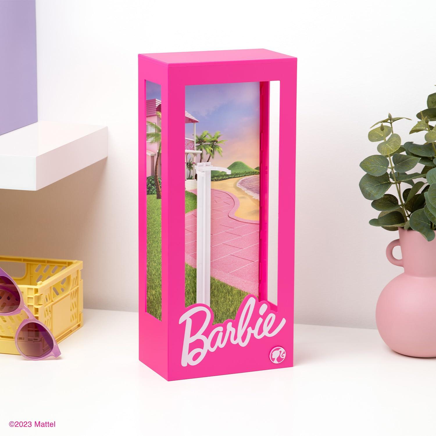 Paladone Barbie Doll Light Up Display Case Storage Box, 13\" Tall, Collectible Doll Holder and Container