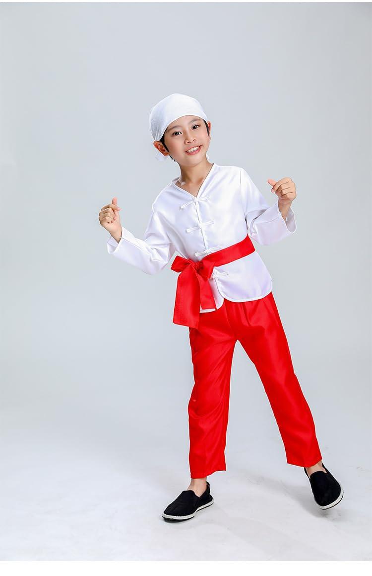 AINIFU AINIFU Chinese Farmer Hanfu for Boys Modern Drama Performance Cosplay Costume Ancient Server Uniforms