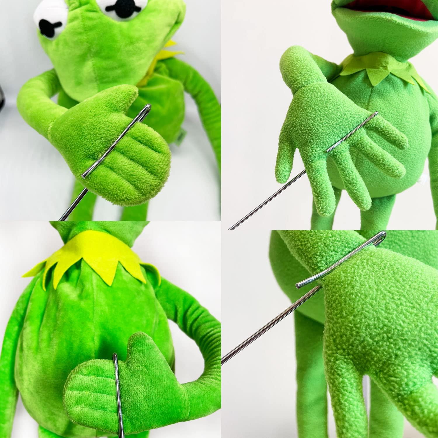 Lacroky Lacroky Kermit Frog Puppet with Puppets Control Rod & 50 Pcs Kermit The Frog Puppet Stickers, Hand Kermit Puppet Soft Stuffed Plush Toy for Boys & Girls - 24 Inches