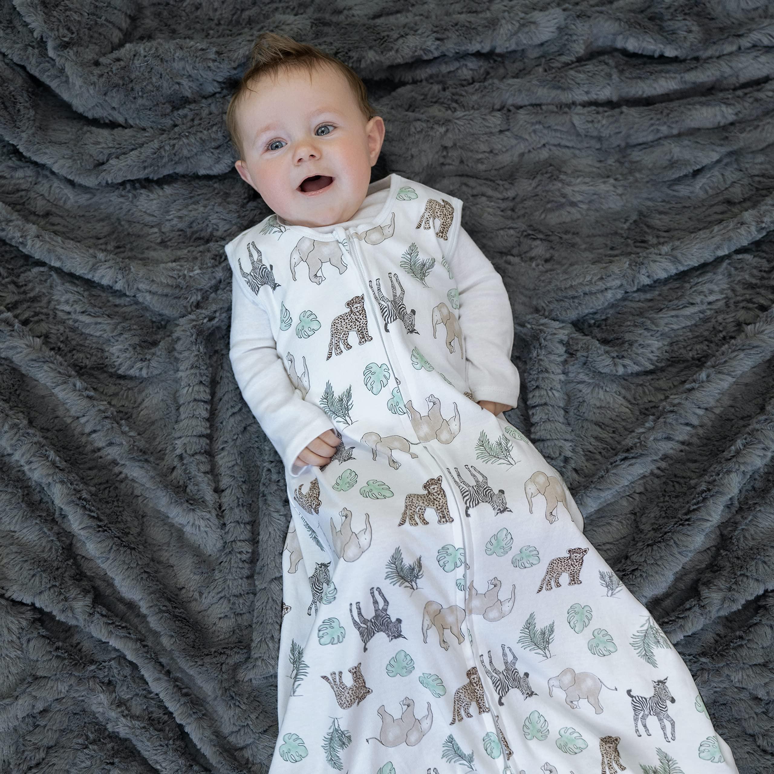 aden + anais aden + anais Essentials Easy Sleeping Bag, 100% Cotton, Wearable Baby Blanket, Medium, 6-18 Months, Jungle Animals