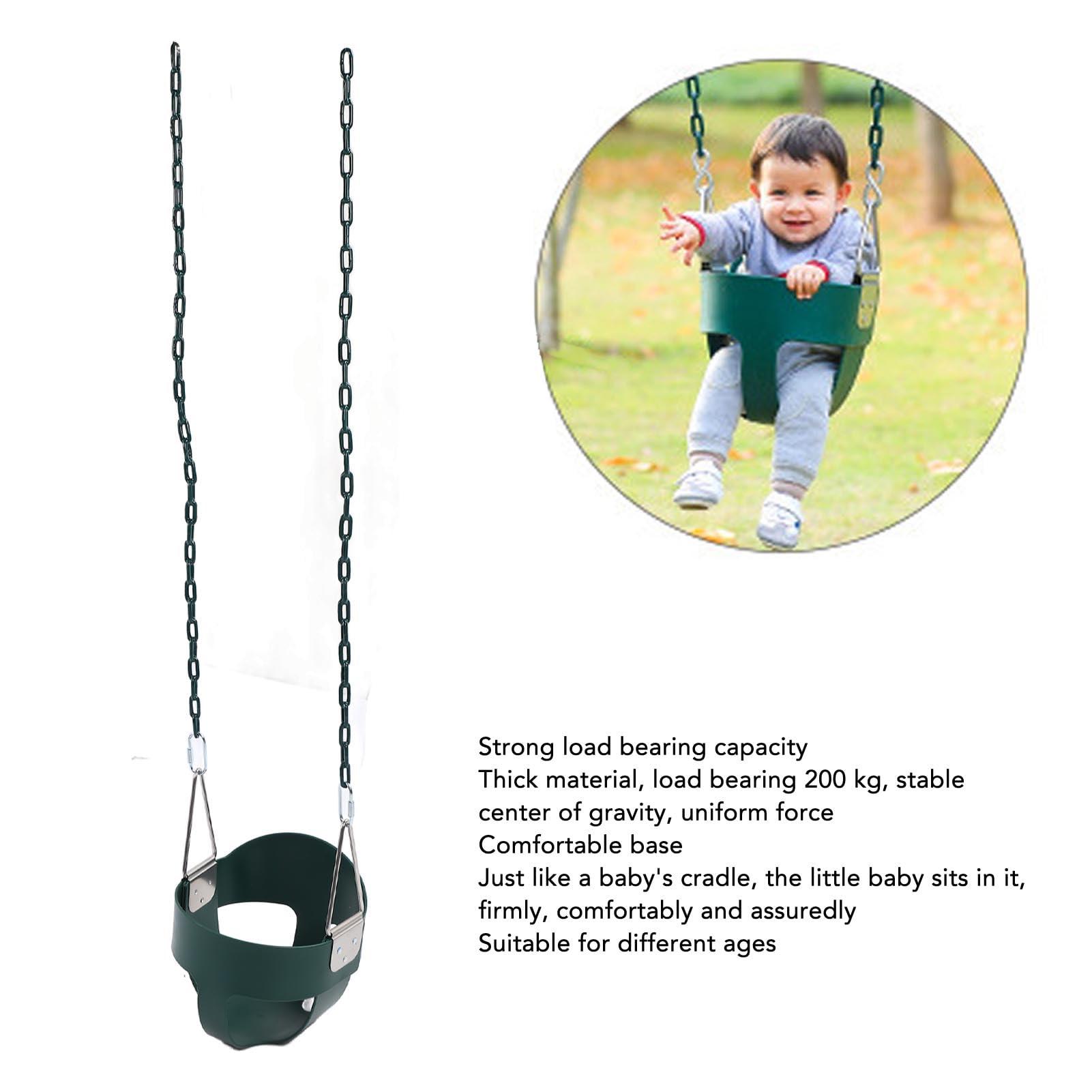 SUNGOOYUE Full Bucket Toddler Swing Seat, Adjustable Chains 200kg Load Bearing Swing Seat with Finger Grip and Plastic Coated Chains