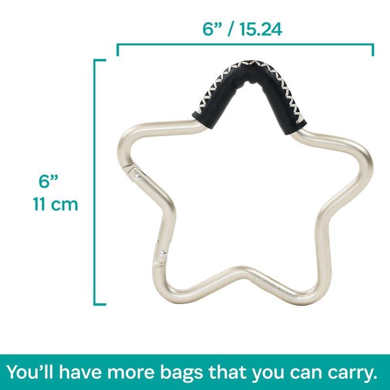 Buggygear Buggygear - Buggy Star Hook - The Perfect Way to Carry Your Baby Diaper Bag - Use The Hook on Your Stroller Handle Bars (Silver/Black)