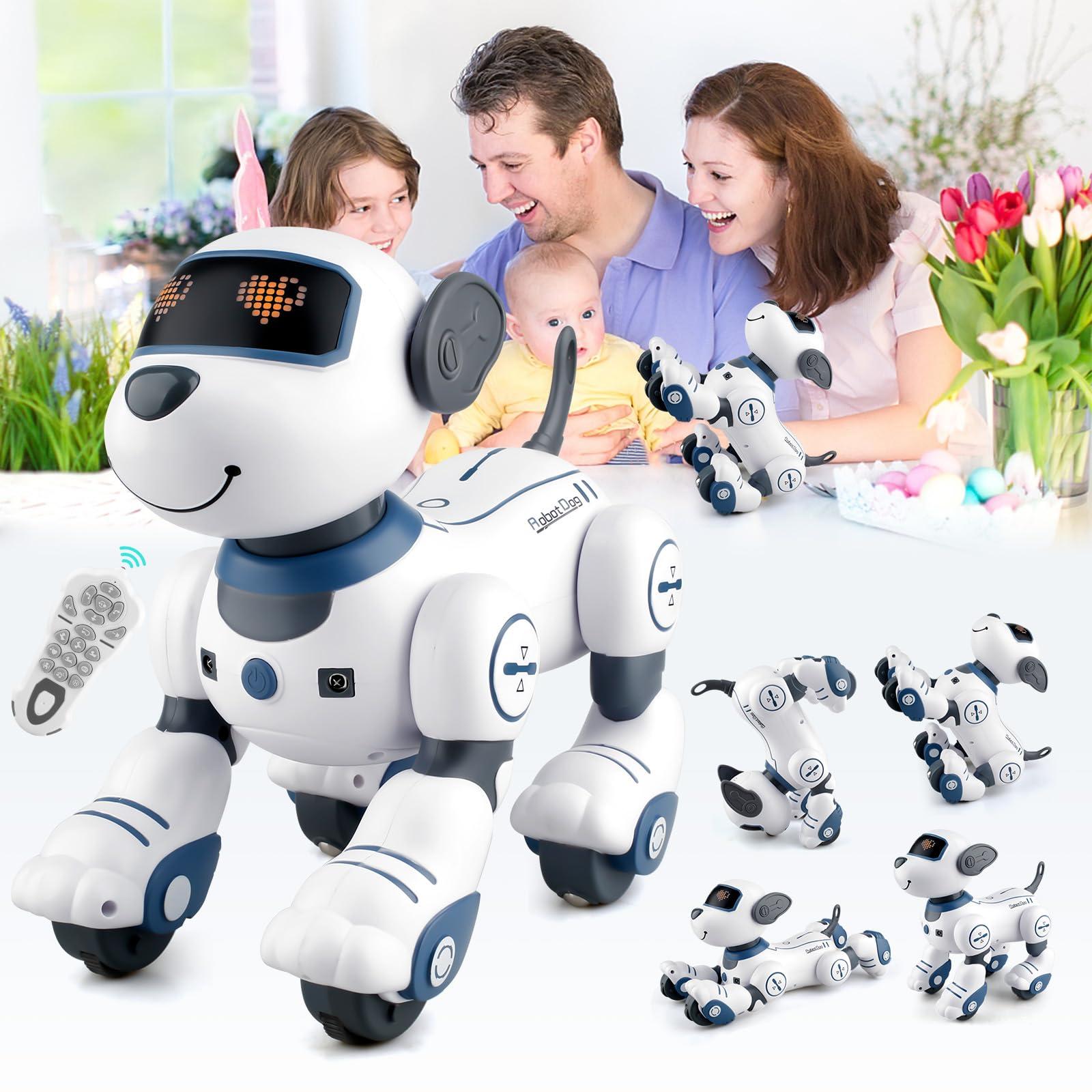Katouigb Remote Control Robot Dog Toys, Programmable Robotic Puppy for Kids, Interactive Remote Control Dog, Singing Dancing Stunt Robotic Dog Gift for Birthday