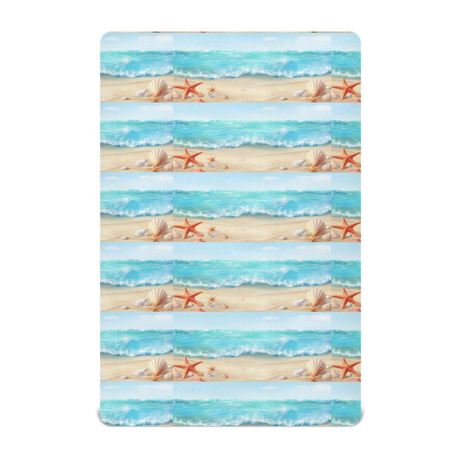 STAYTOP STAYTOP Blue Sky Beach Shell Crib Sheets Girl & Boy,Toddler Bed Sheets Set,Airplane Pattern Fitted Crib Sheet for Standard Crib & Toddler MattressM, M:52289in