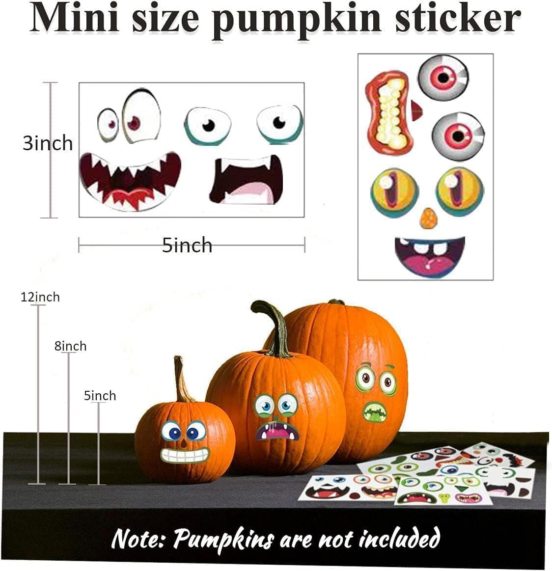 OuMuaMua OuMuaMua 48 Pack Halloween Pumpkin Decorating Craft Stickers Mini Make 48 Small Pumpkin Face Stickers Monster Stickers for Halloween Kids Toddlers Treats Party Favors Supplies 24 Sheets