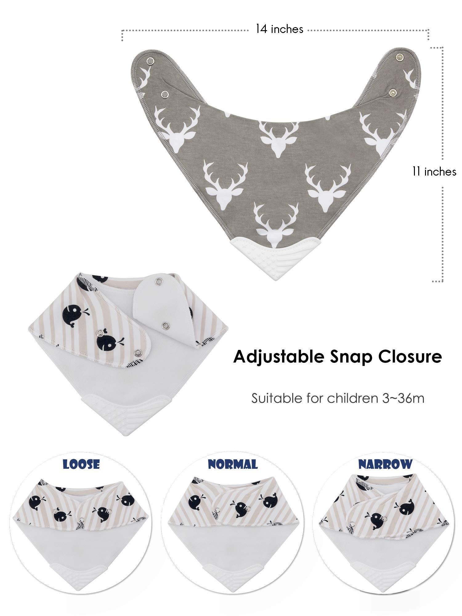 Giftty Giftty BabyBandana Bibs with Teething Corner, Teething Bib, BPA-Free Silicone Teether and Adjustable Snap for Baby Boys, (Black Forest, 5-Pack)