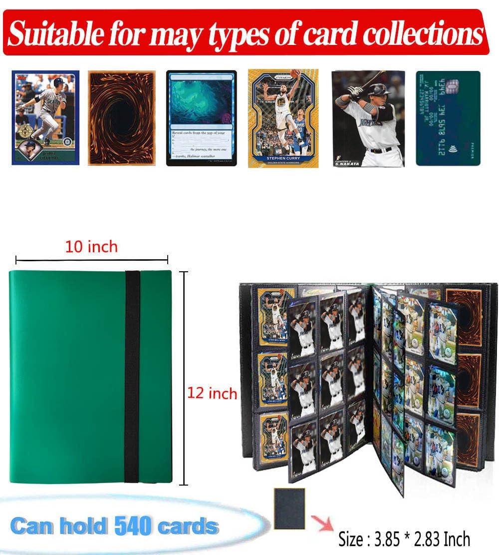 PKMLIFE PKMLIFE Trading Card Binder Holder, 9 Pocket Album Sleeves for Baseball Yugioh MTG TCG Cards, Collection Card Best Protection, 20 Pages Put up to 360 Cards(Greem)