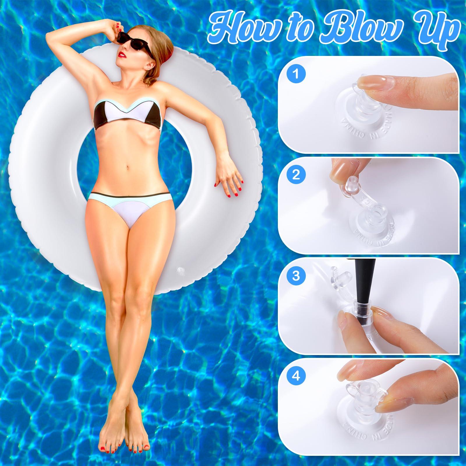 Gemscream Gemscream 3 Pcs Jumbo Inflatable Pool Float 47.24 Inches Swimming Ring Pool Floats White Inflatable Pool Float Tube for Adult Summer Vacation Beach River Bachelorette Wedding Party Supplies