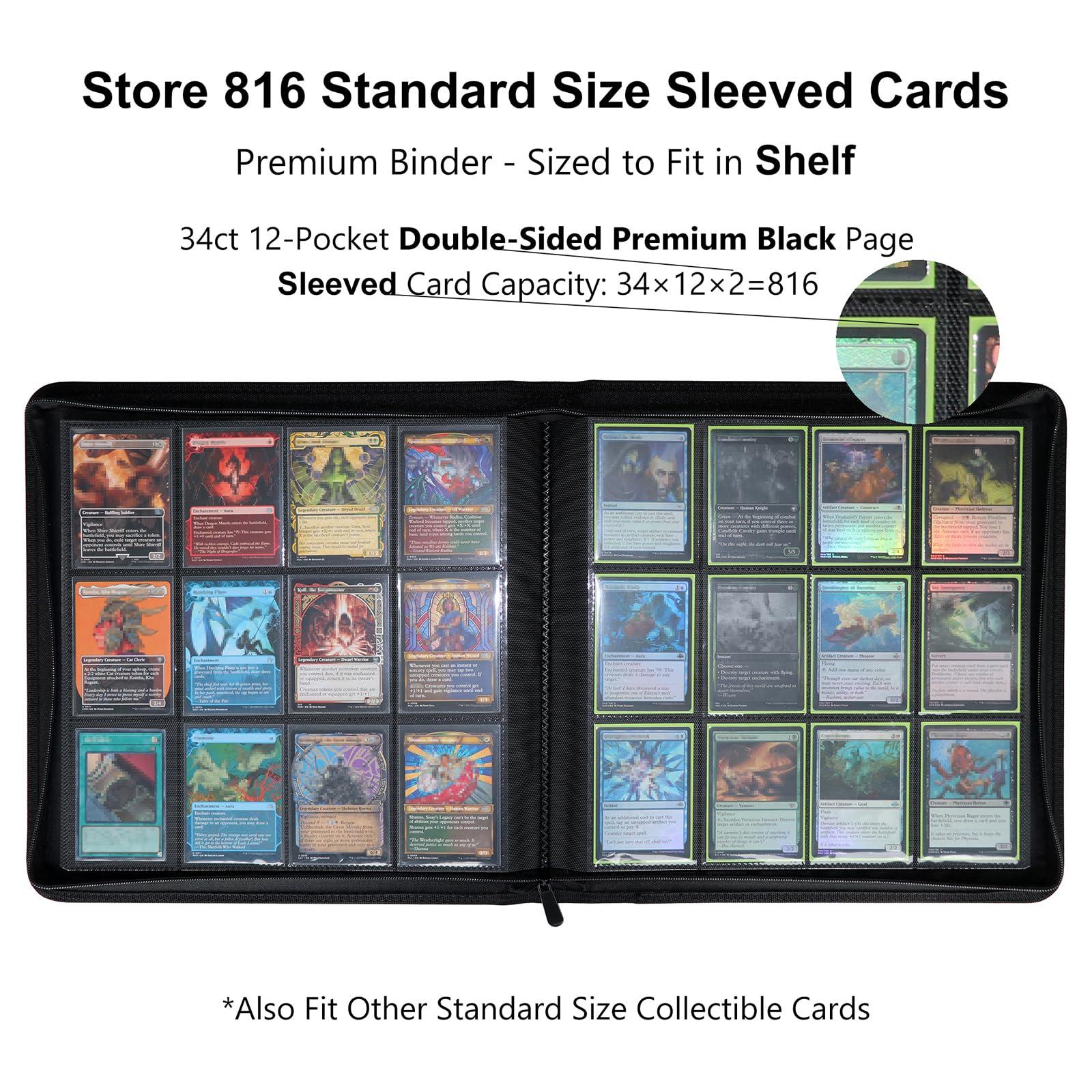 Rieton Rieton 12 Pocket 800+ Pockets Card Binder, Large Ringless Side Loading Pockets Trading Card Album Folder for TCG -White