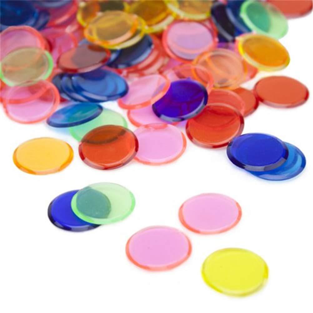 Toyvian Toyvian Colorful Transparent Counters Bingo Counting Bingo Chips Plastic Markers Bingo Game Cards for Kids 120 Pieces