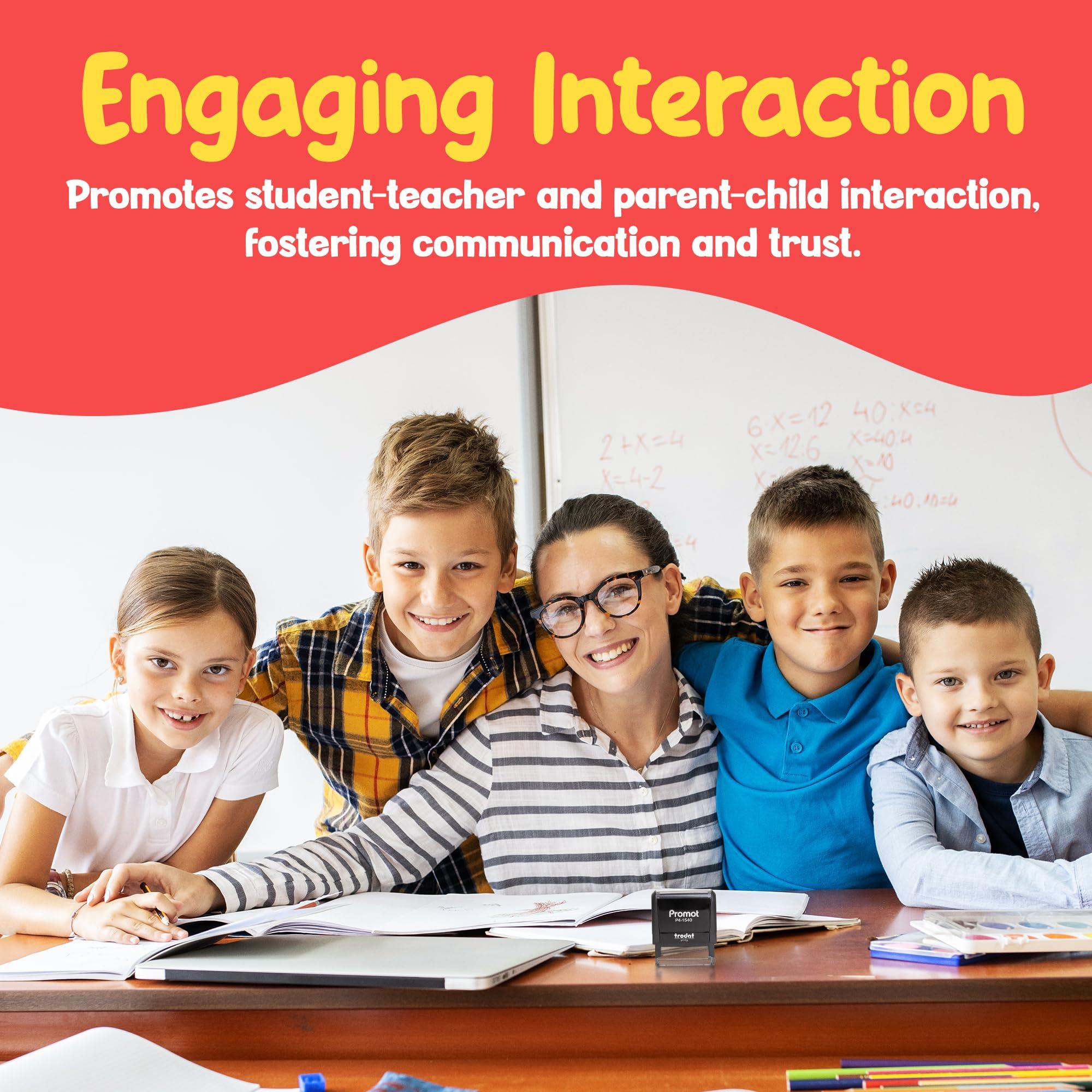 Promot Promot Teacher Stamps for Classroom - Practice at Home Self Inking Stampers for Kids - Homeschool Grading Tool, Encouraging Motivational Kids Stamp for School, Choose from 40 Fun Rubber Stamp Designs