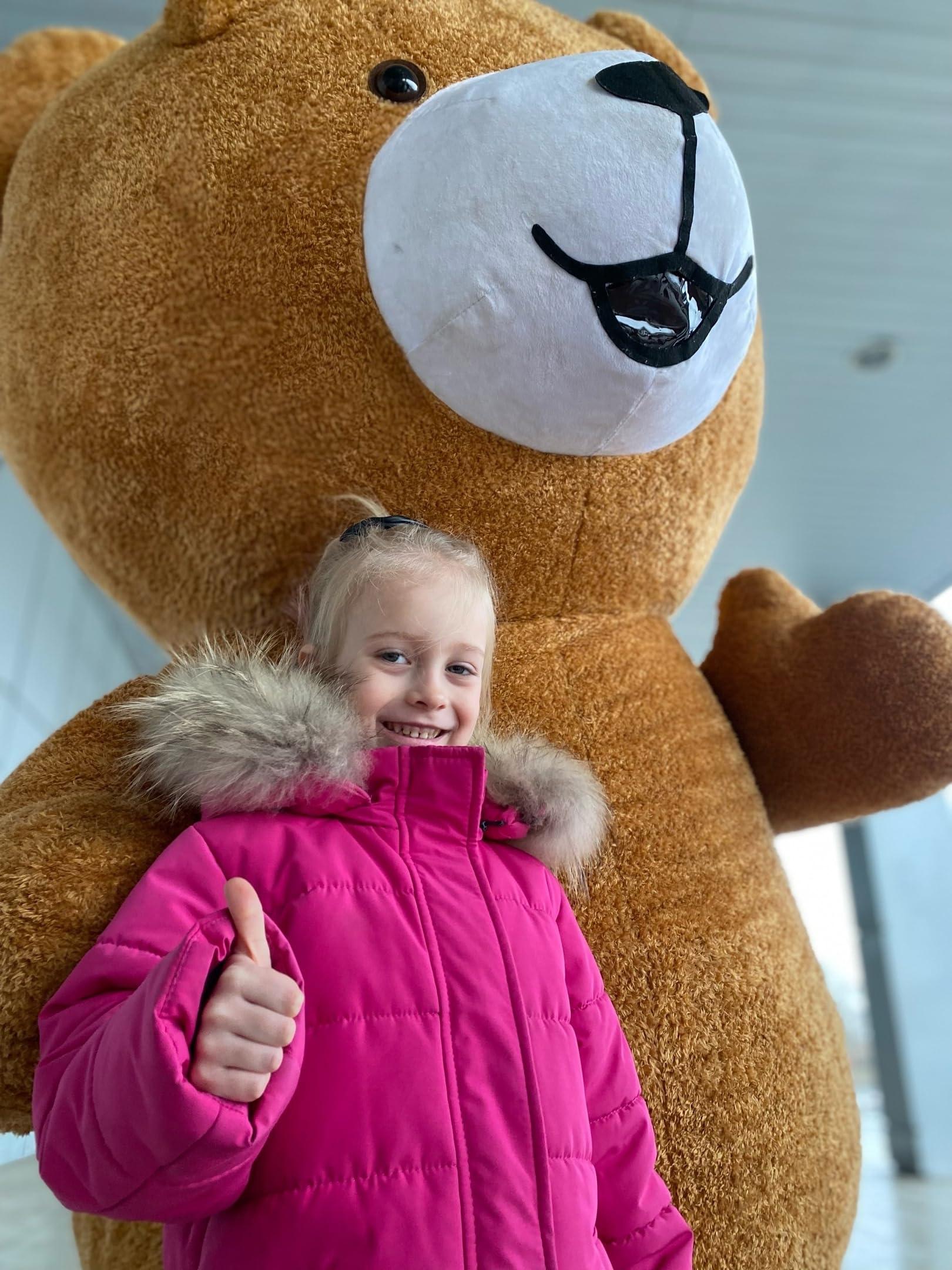 Piamif Inflatable Plush Bear Costume Halloween Blow up Jumpsuit for Wedding Marketing Activities Cosplay Parties Mascot Costume (Brown, 9.84ft Tall)