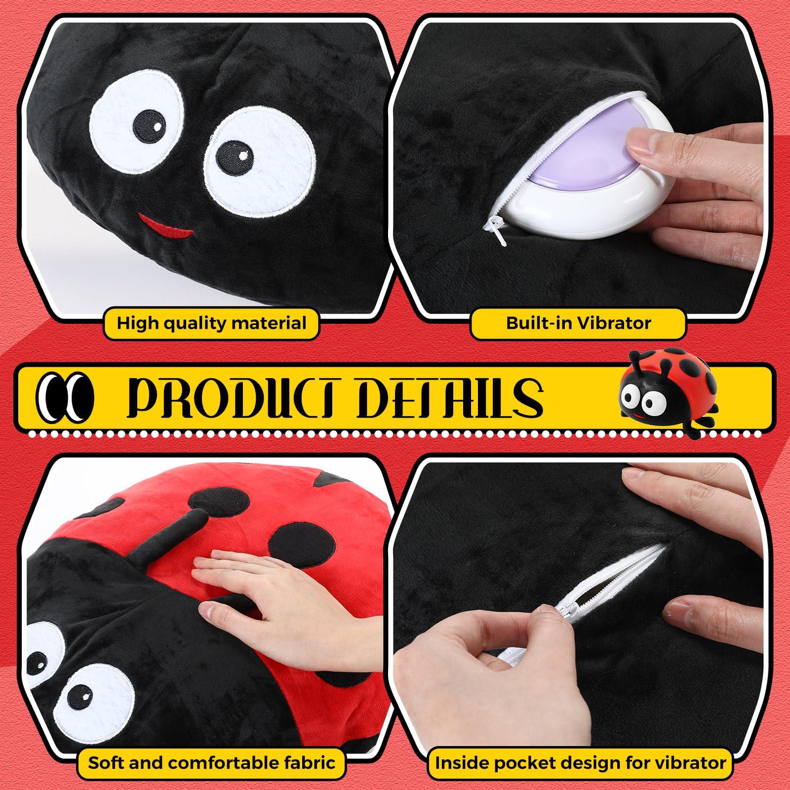 Kigley Kigley 1 Pack Sensory Vibrating Pillow for Autistic Kids Model Pressure Activated Pillows for Kids and Adults Soft Textured Therapy Stimulation Vibrating Pillow for Gift Autistic Children(Ladybug)