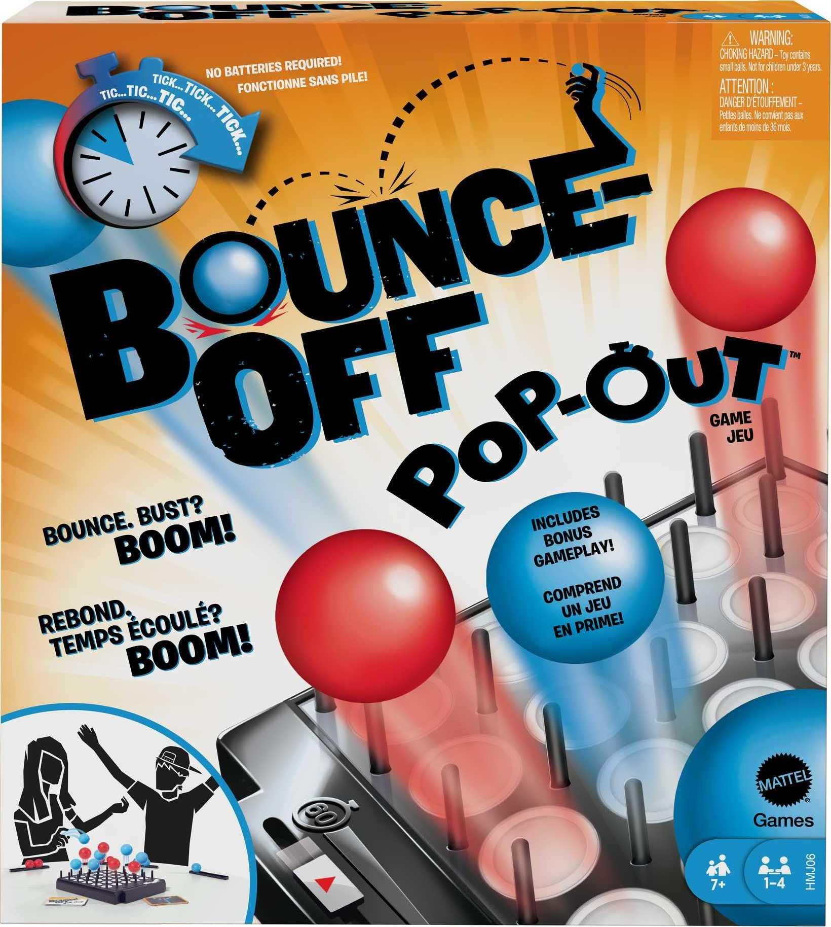 Mattel Games Mattel Games Bounce-Off Pop-Out Party Game for Kids, Adults and Family Night, Bounce Fast or Balls Go Flying for 1-4 Players