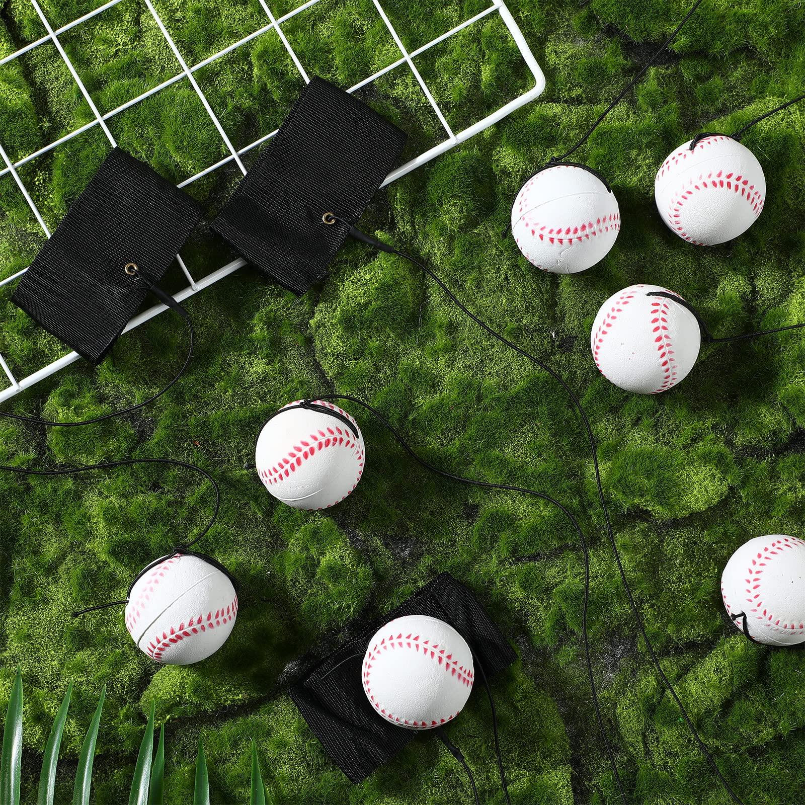 Jerify Jerify 30 Pcs Wrist Return Ball on a String Baseball Basketball Soccer Tennis Party Favor Sports Return Wrist Practice Ball on Elastic Cord Rubber Rebound Wristband Ball for Adults(Baseball)