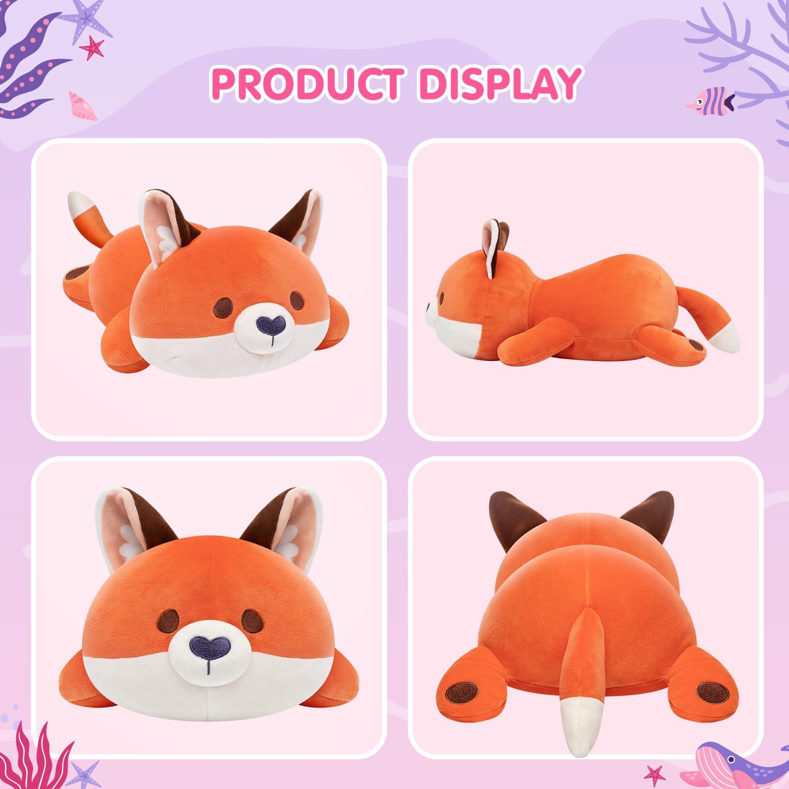 Mewaii Mewaii Cute Fox Plush Pillow, Kawaii Plushies Red Fox Stuffed Animals, Squishy Plushies, Cuddle Plush Pillow for Boys & Girls