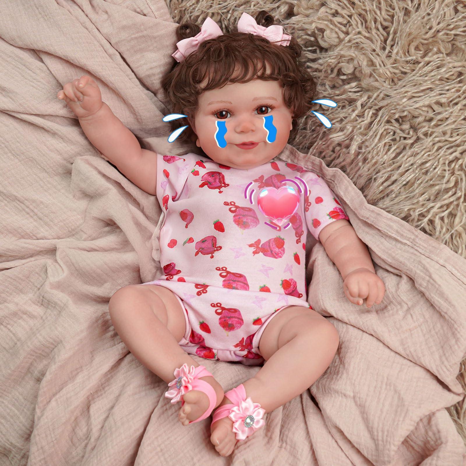 BABESIDE BABESIDE Lifelike Reborn Baby Doll with Heartbeat Maddy, 20 inch Handmade Reborn Baby Dolls Girl with Crying and Babbling Voice, Real Baby Dolls That Look Real for Girls Boys Kids Age 3+