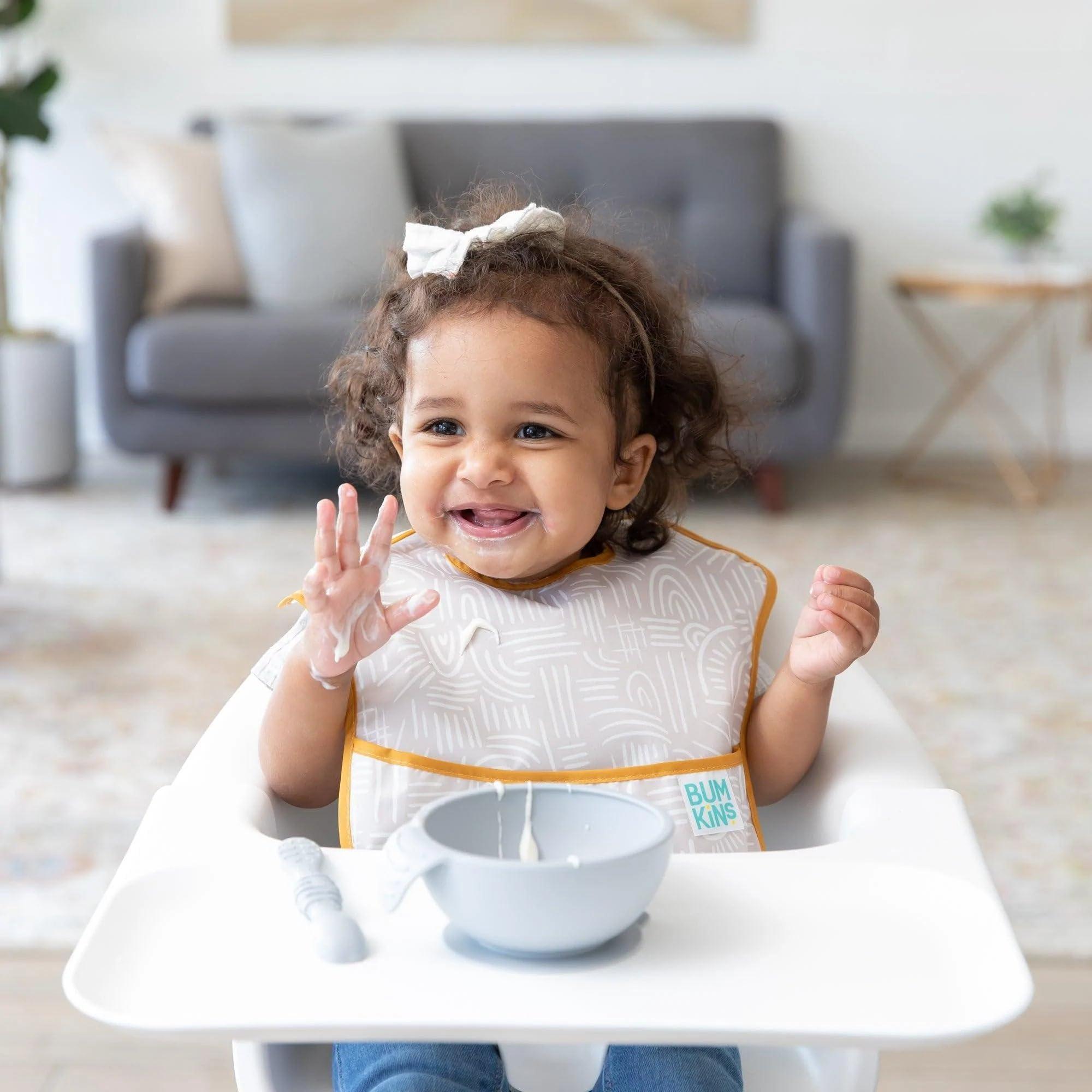 Bumkins Bumkins Bibs for Girl or Boy, SuperBib Baby and Toddler for 6-24 Months, Essential Must Have for Eating, Feeding, Baby Led Weaning Supplies, Mess Saving Catch Food, Waterproof Fabric 3-pk Desert Boho