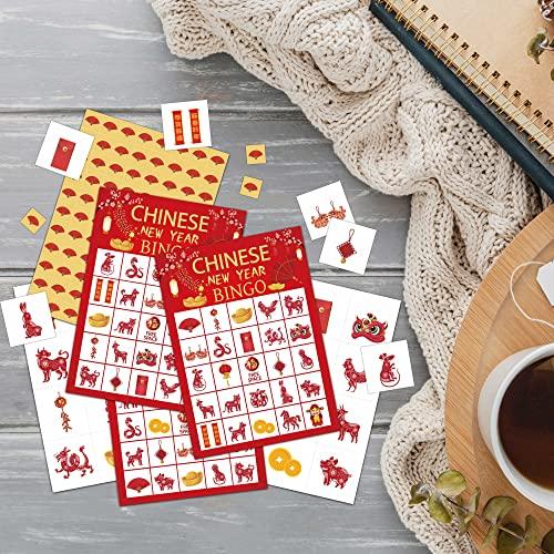 Tedea Tedea Chinese New Year Bingo Games, Lunar New Year Games, Chinese New Year Bingo, Chinese New Year Activity, Chinese New Year Party Decorations Supplies, 24 Players Bingo Games (B03)