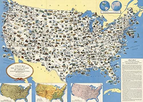 INFINITE PHOTOGRAPHS 1950 Map of United States of America | 1000 Piece Adult Jigsaw Puzzle | Birthday Present Gifts | Family Entertainment | Unique Gift