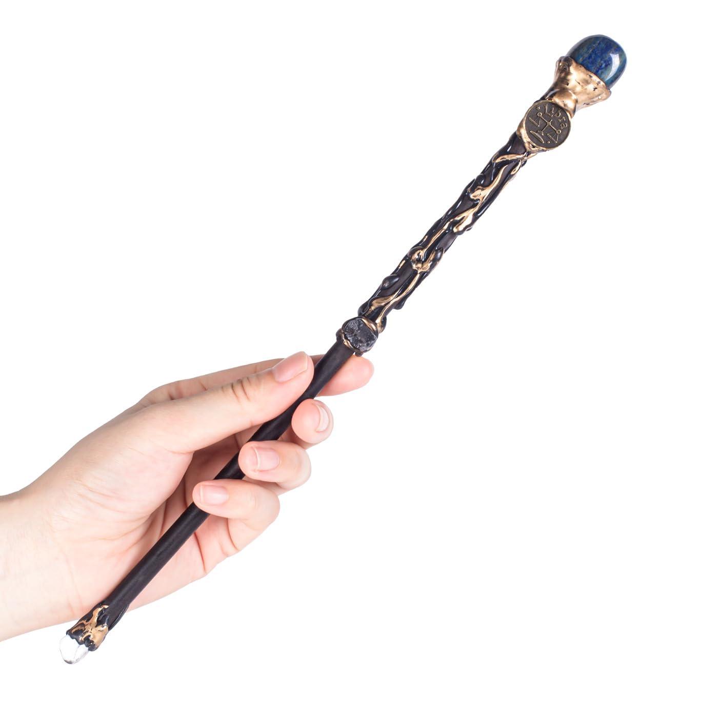 DUQGUHO DUQGUHO Libra Wand Lapis Lazuli Stone Magic Crystal Wand Libra Gifts Handcrafted Witch Fairy Wizard Zodiac Wand Sorcerer Cosplay Accessories Party Stage Costume Wands