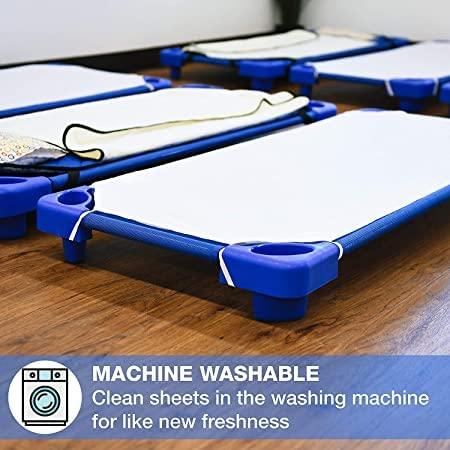 British-Linen Standard Size Daycare/Pre-School Cot Sheets, 100% Cotton and Breatheable Corner Elastic Straps Fitted Toddler Sheets, Pack of 6 - Ivory Solid (22" W X 40" L)