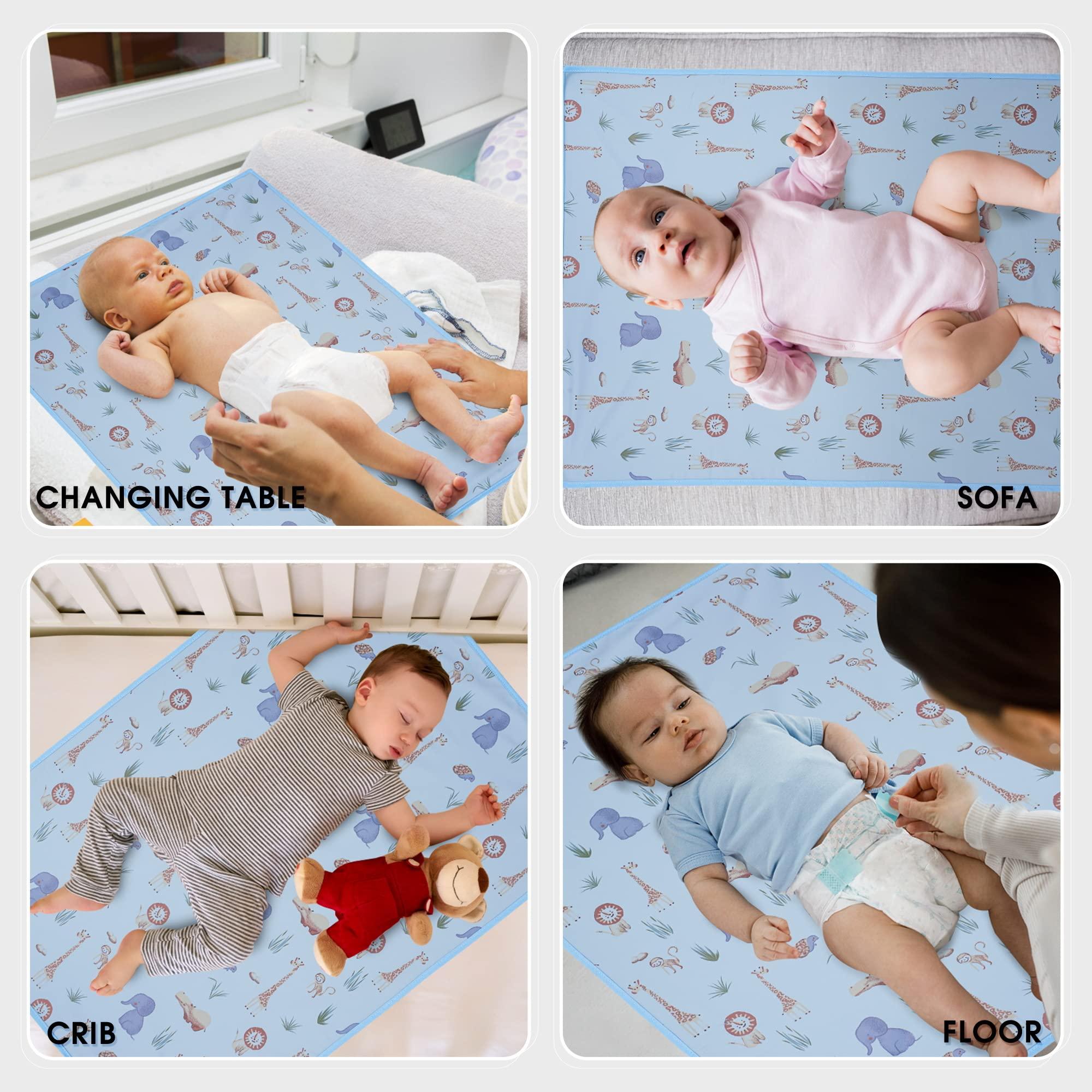 PHOEBUS BABY Vegan Leather Baby Changing Mat - Wipeable Portable Changing Pad, Foldable Travel Changing Mat for Baby, Newborns Toddlers Shower Gifts (Animal,20"*28")