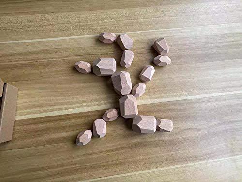 Gupgi Gupgi Wooden Building Blocks Set Lightweight Natural Balancing Blocks Colored Wooden Stones Stacking Game Rock Blocks Educational Puzzle Toy (16pcs, Wood Color)