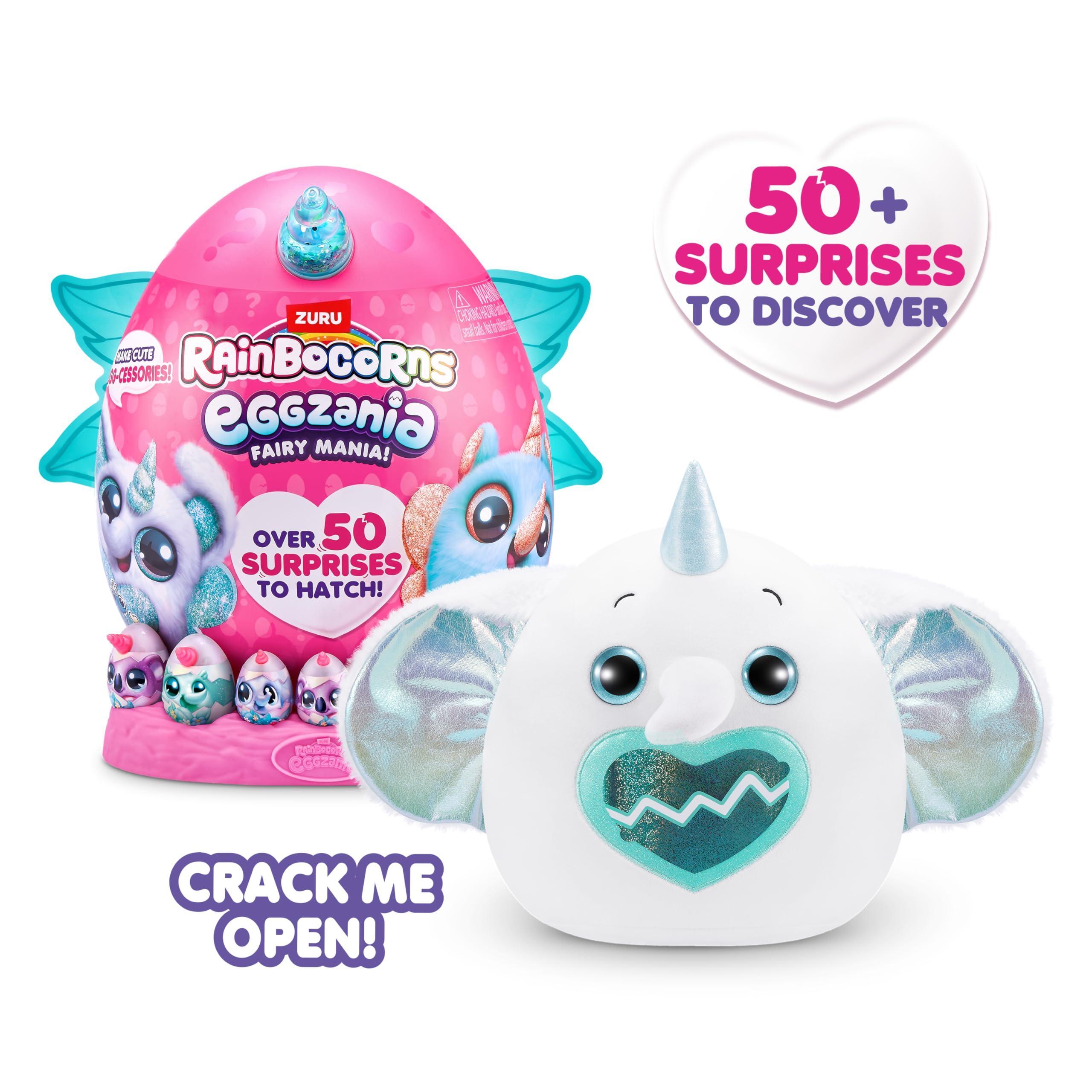 Rainbocorns Eggzania Fairy Mania (Elephant) by ZURU, Plush Toy, Collectible Plush, Surprise Eggs, Wearable Accessories, Slime, Toys for Girls
