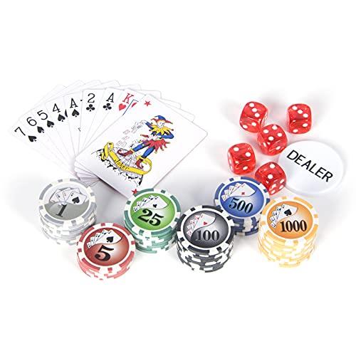 ZOOCEN ZOOCEN Poker Chips Set- 300PCS Poker Chips with Leather Case, 11.5 Gram Chips Set