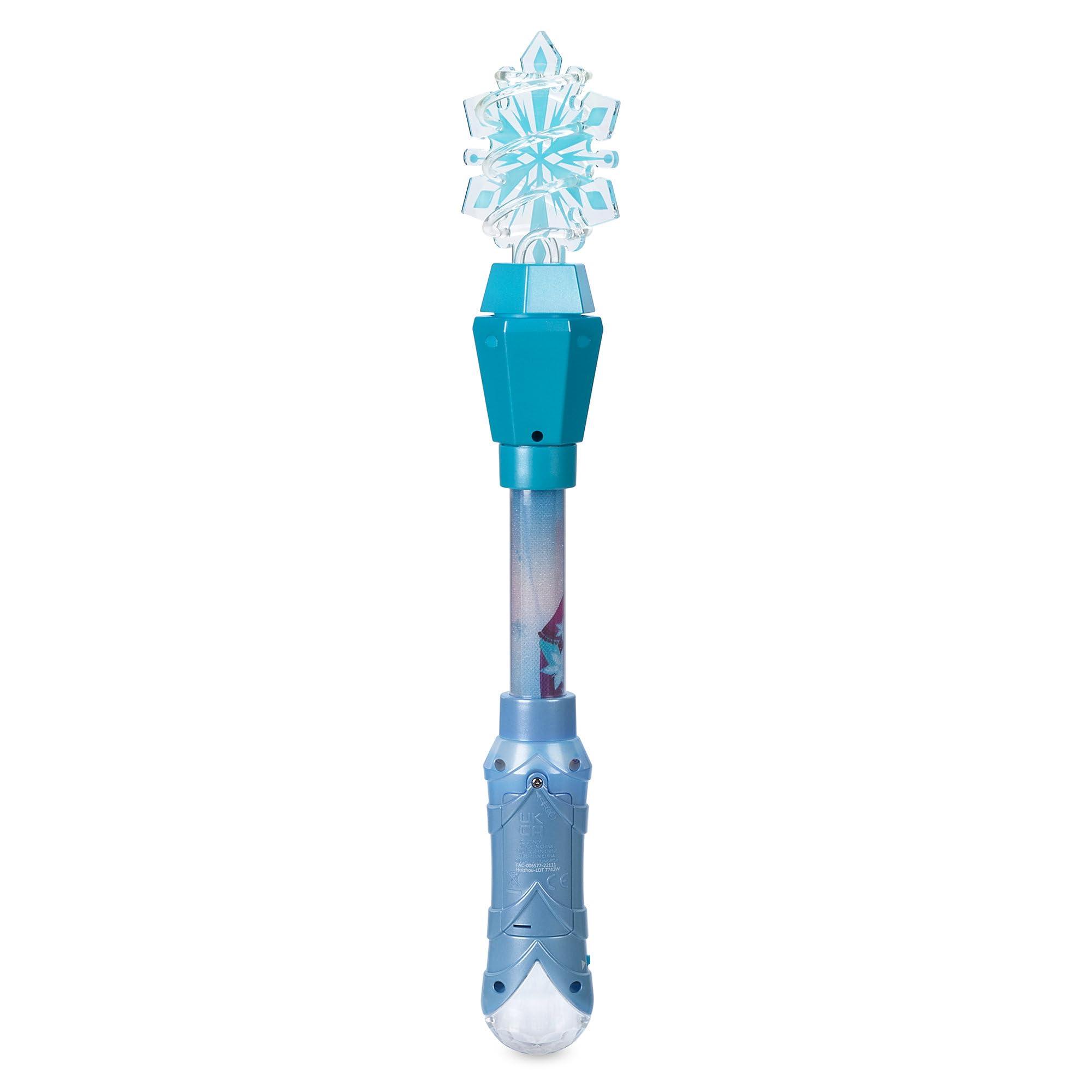 Disney Store Disney Store Official Frozen Wand with Spinning Snowflake & Color Patterns, Frozen Light-Up Wand with Elsa & Anna Art - Magical Light Up Wand for Kids