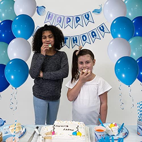 Aisha Party Designs Under the Sea Party Decorations - All-in-One 176 Pcs Ocean Birthday Decorations for 16 Kids – Ocean Party Decorations include Balloons, Banner, Plates, Tablecloth and Much More by Aisha Party Designs