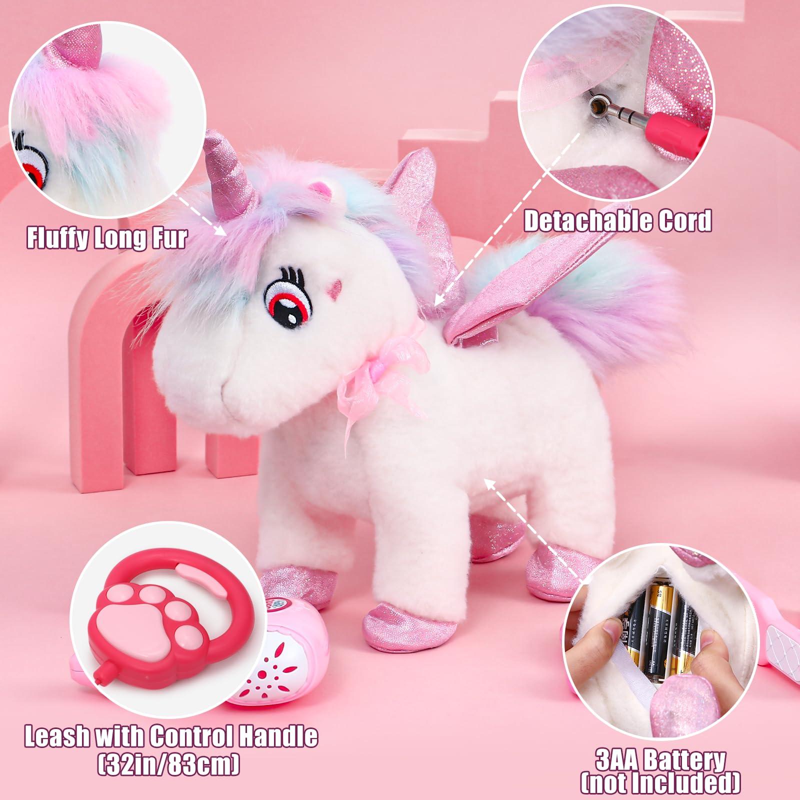 G.C G.C Unicorns Gifts for Girls Toys 3 4 5 6 Year Old, Walking Talking Electronic Interactive Remote Control Plush Unicorn & Costume, Pretend Play Pet Care Toy Birthday Gift for Toddler Kid Girl Age 3+