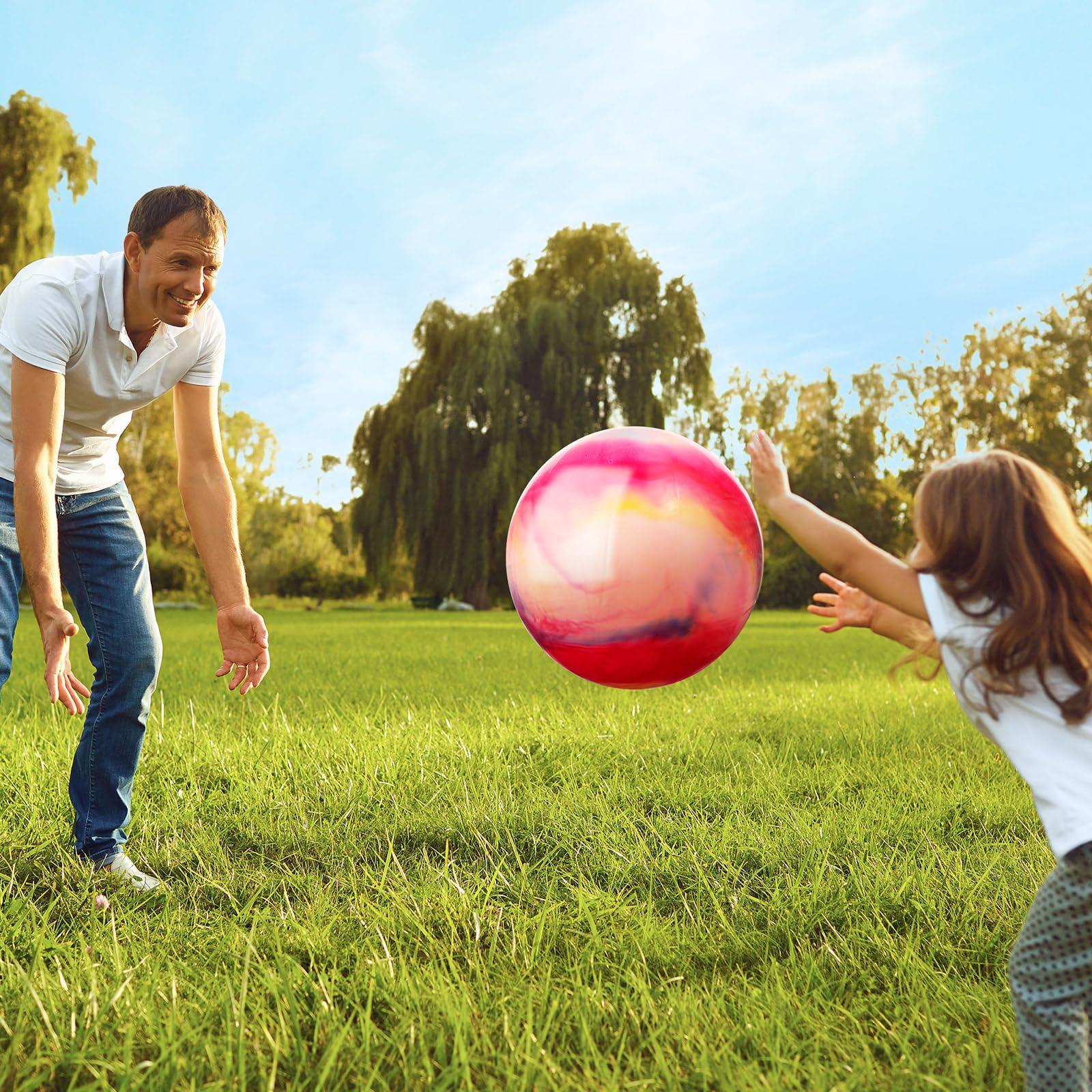 Chumia Chumia 18 Inch Fun Bouncy Balls 5 Pcs Rubber Inflatable Beach Ball Bouncing Sensory Balls with Hand Air Pump for Park Backyard Beach Indoor Outdoor Games Party Favors (Multicolor)
