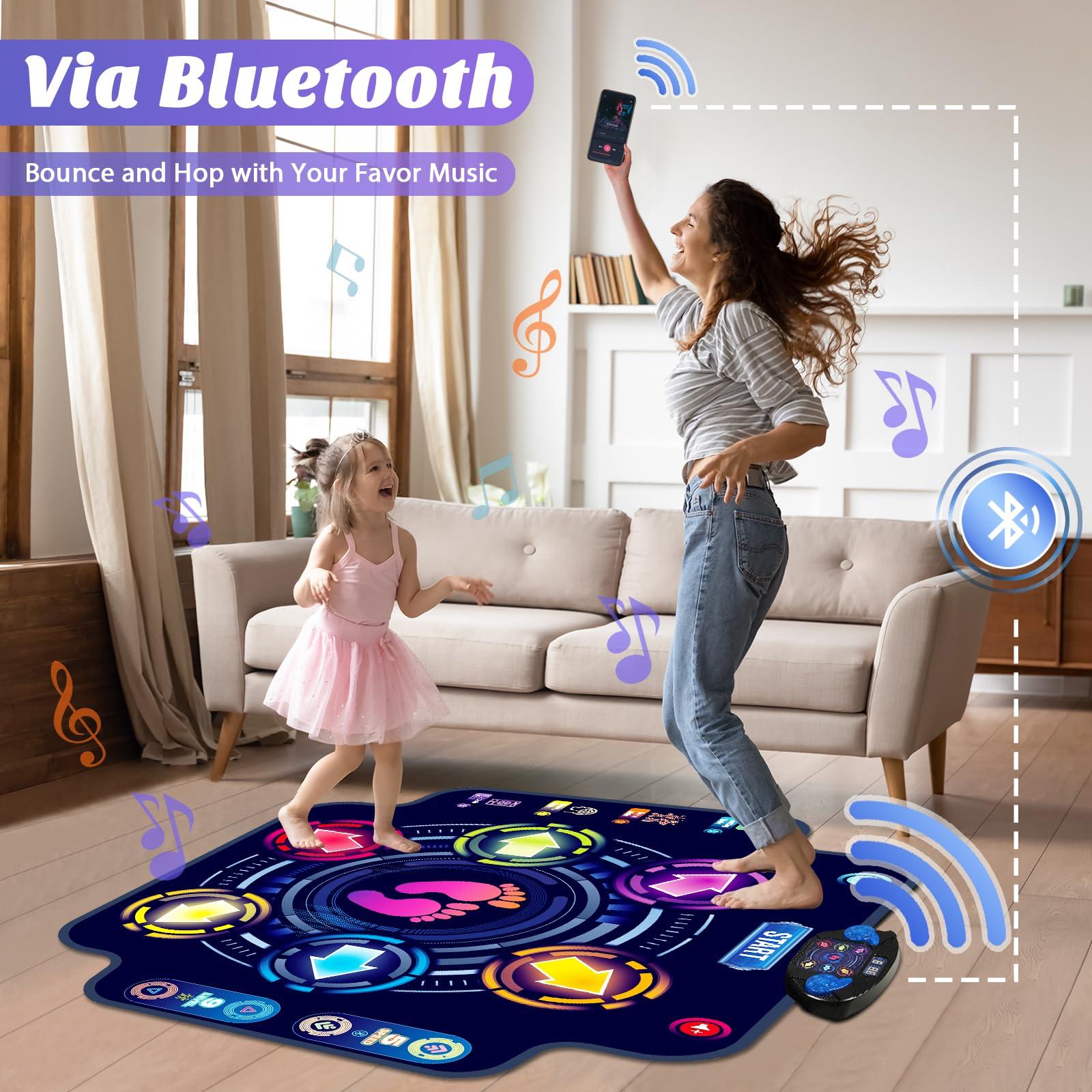 KIZJORYA UpgradedKIZJORYA Dance Mat for Kids, Electronic Light-up Dance Pad with Wireless Bluetooth 5 Speeds 9 Levels, Dancing Mat for Toddlers Music Game Dance Toy for Girls Boys 3 4 5 6 7 8 9 10+ Year Old
