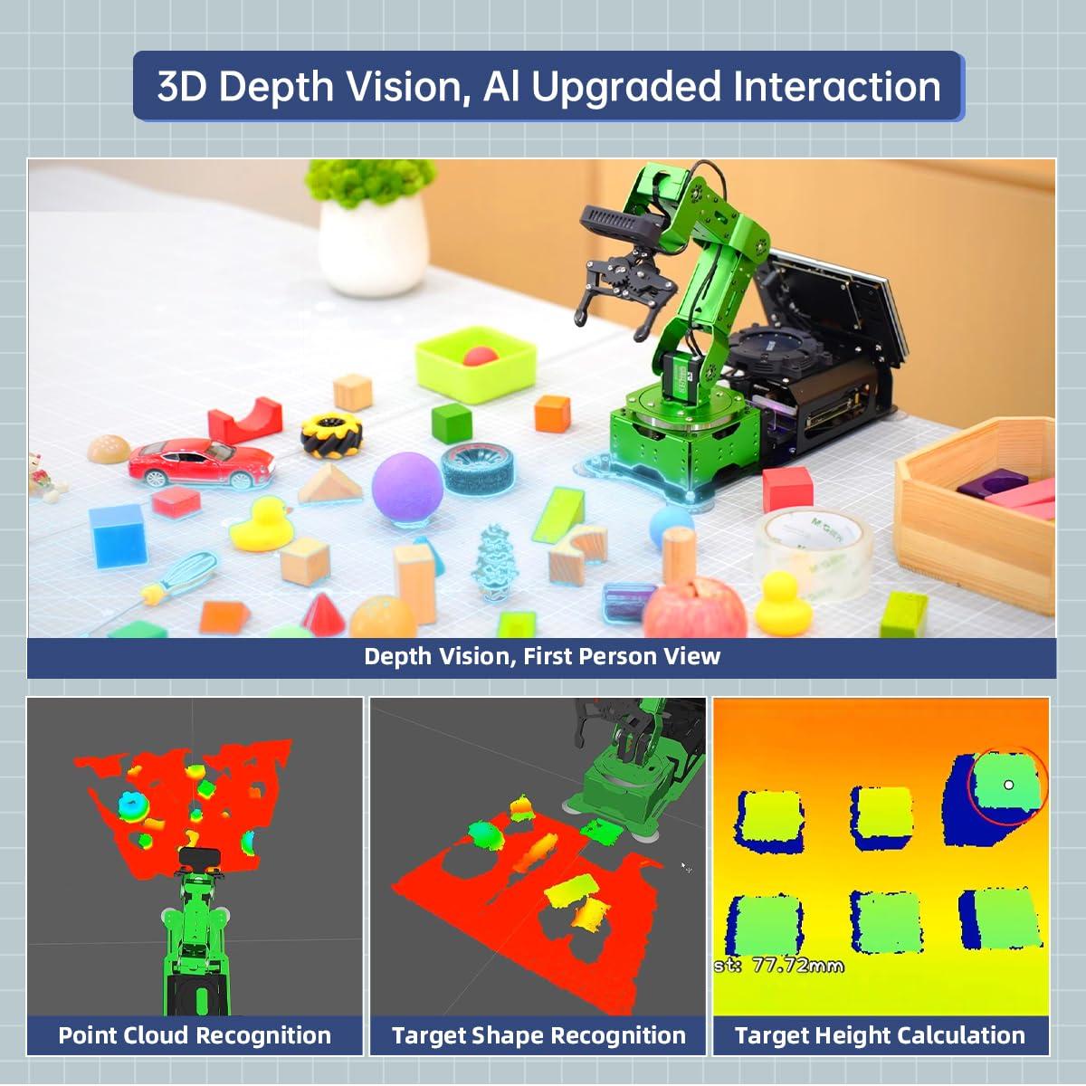 HIWONDER Hiwonder JetArm 6DOF Robotic Arm Powered by Jetson Nano Robot Arm Kits ROS Open Source AI Vision Recognition Program Robot for ROS Education ScenariosUltimate Kit