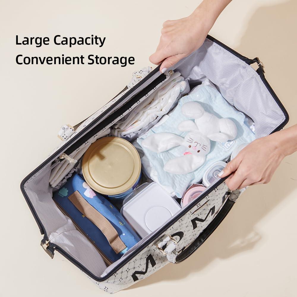SUNVENO SUNVENO Diaper Bag Women Travel Bag Mommy Bag Weekender Bags Large Capacity duffle Bag, White