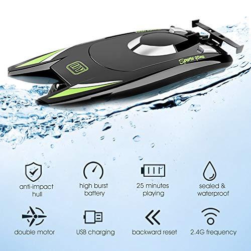 GoolRC GoolRC RC Boat, 2.4GHz Remote Control Boat 25KM/H High RC Speed Boat RC Jet Boat for Suitcase for Lakes & Pools Summer Toys for Adults Kids (Black)