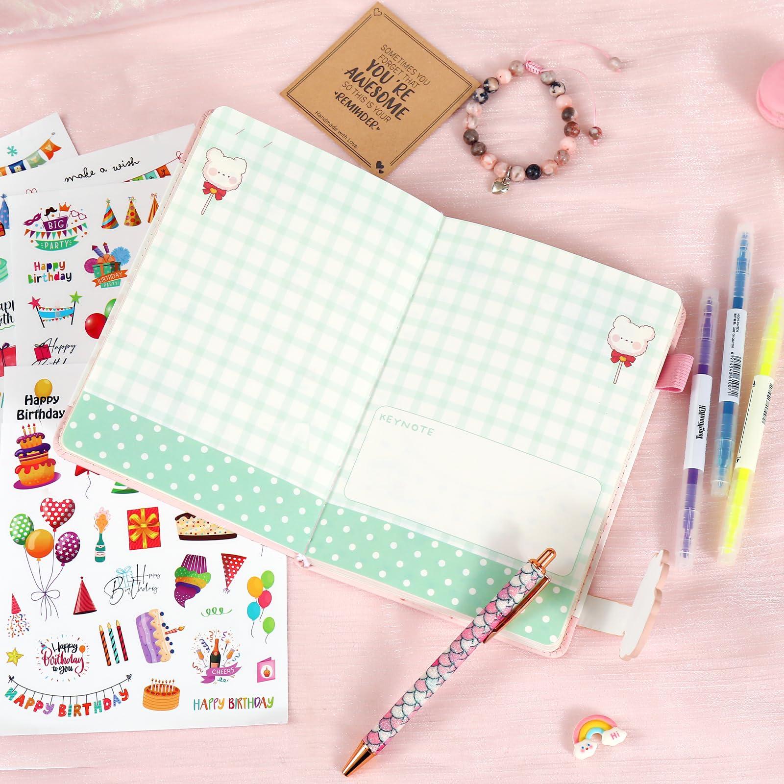 Perfect Care Cute Journal Notebook, Kawaii Journal Notebook Sweet Days Series, PU Leather Cover Journal Diary Notebook with Magnetic Buckle 256pages (pink)