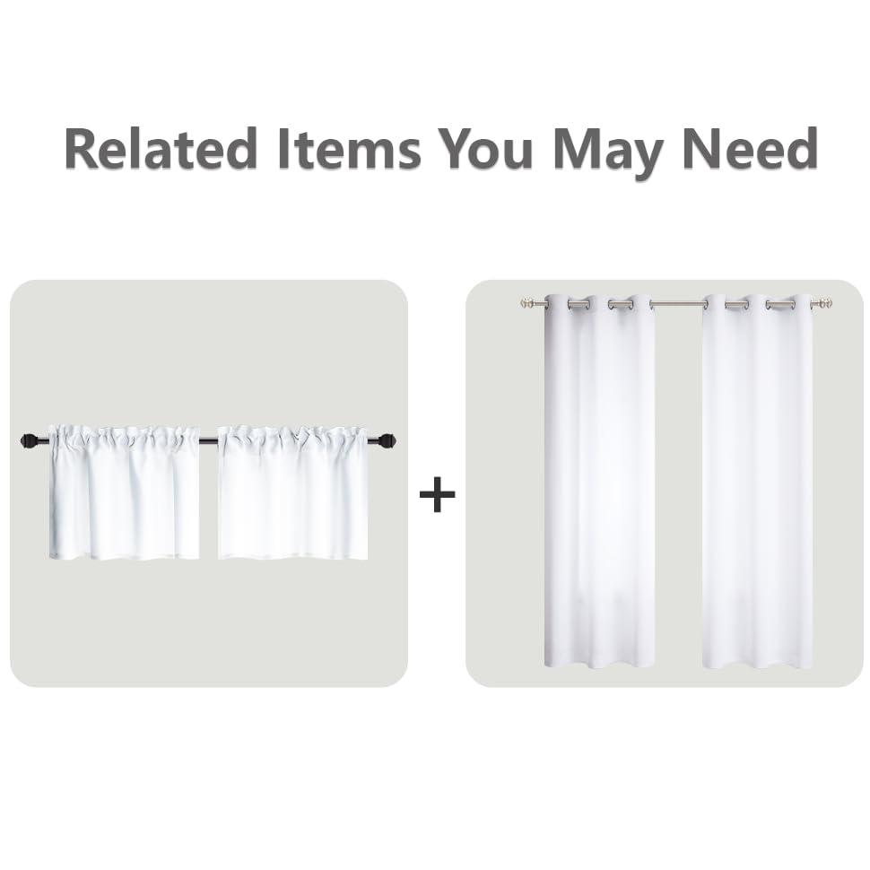 Mrs.Naturall Mrs.Naturall Small Window Curtains for Bedroom 2 Panels Set 45 in Long White Room Darkening Thermal Insulated Light Blocking Short Blackout Curtains for Bathroom Nursery 45 Inch Length