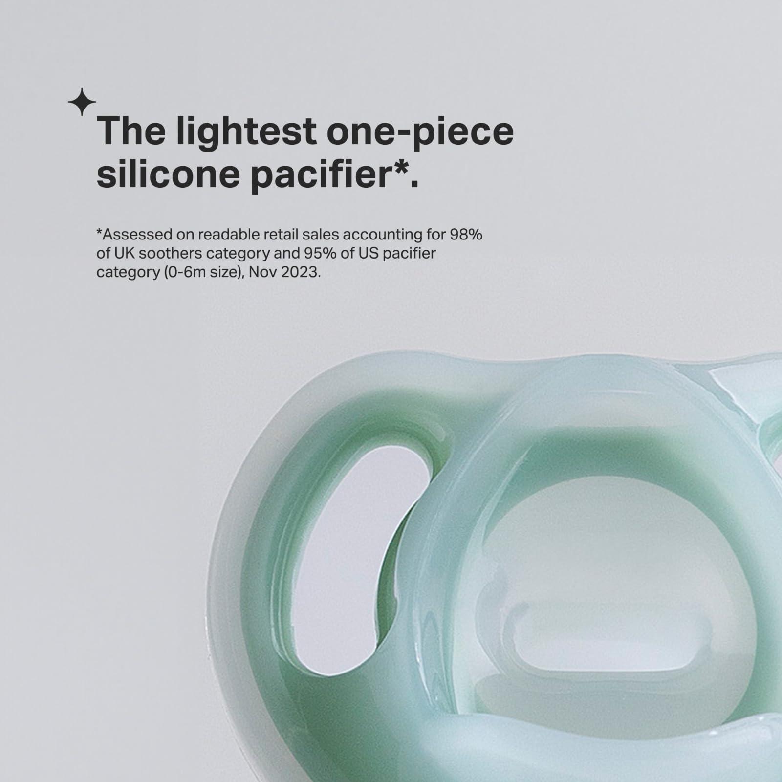 Tommee Tippee Tommee Tippee Ultra-Light Silicone Pacifier, Symmetrical One-Piece Design, BPA-Free Silicone Binkies, 6-18m, 4-Count