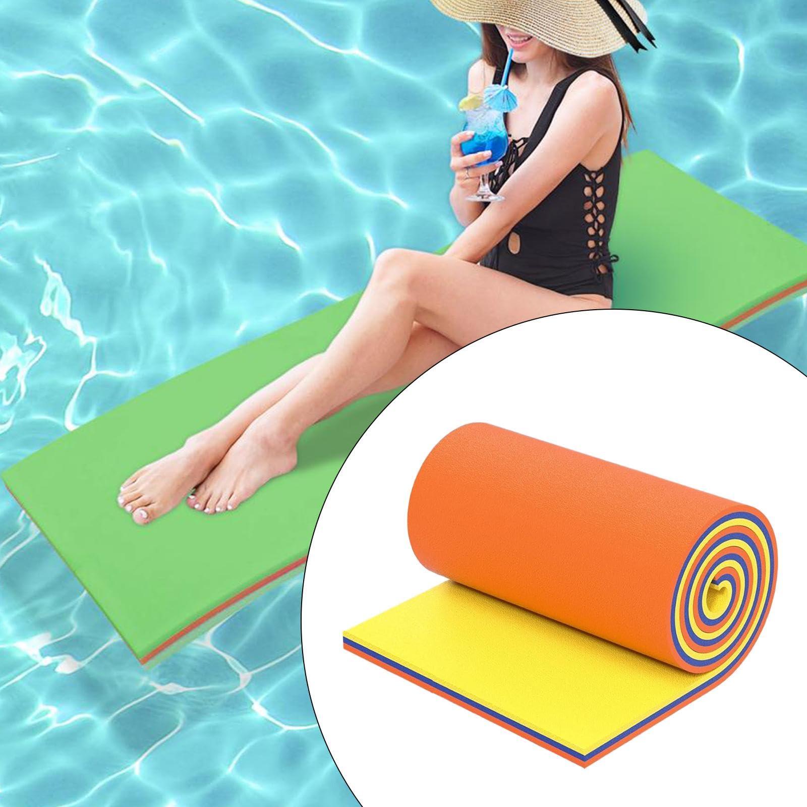 Vaveren Vaveren Water Float Mat Floats Mattress Play Float Raft for Pool Roll up Float Raft Float Pad for Lake River Beach Boat Adults, Yellow Blue Orange