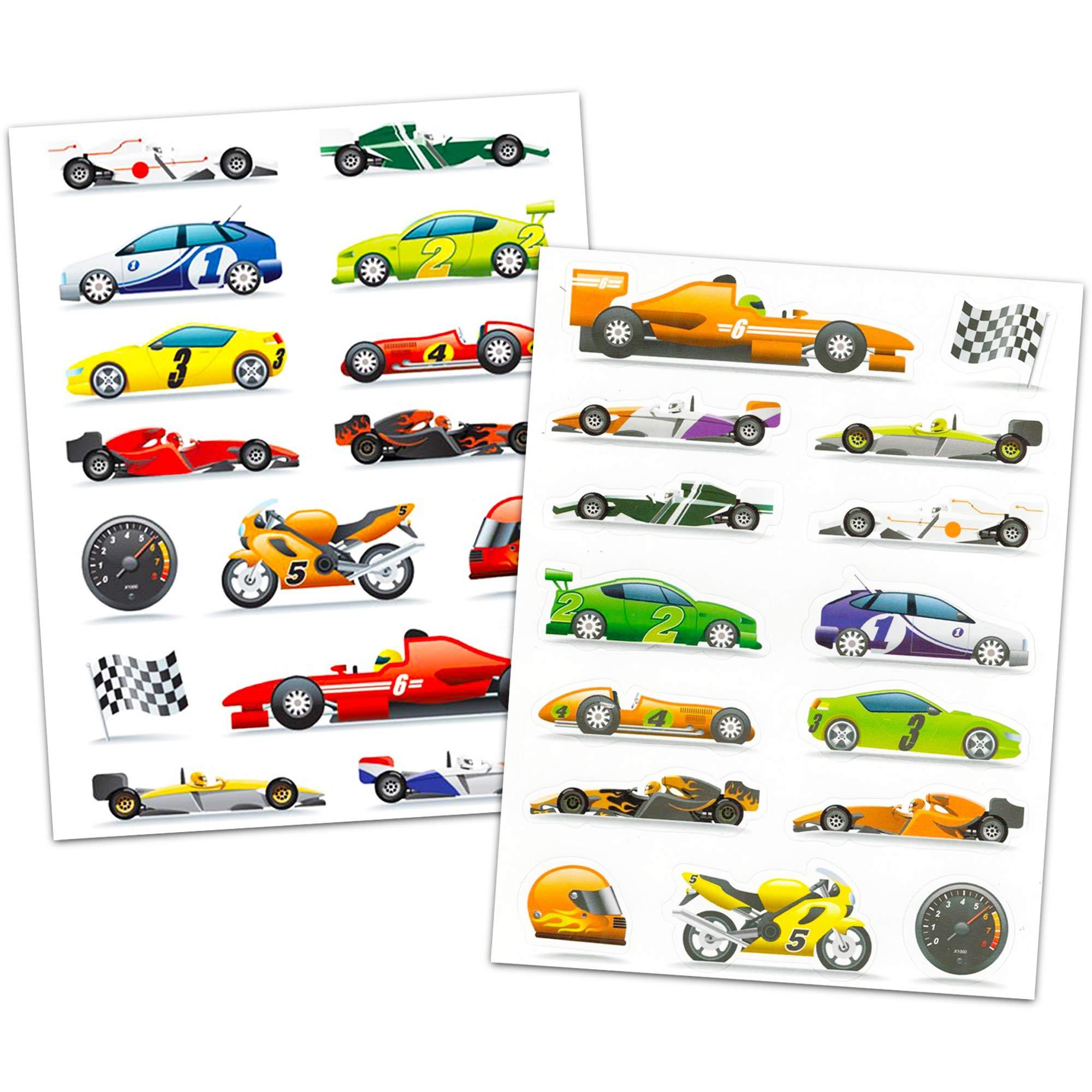 Hot Wheels Hot Wheels Mega Mat with Vehicle - Bundle with Hot Wheels Playmat with Vehicle and 4 Racecar Sticker Sheets (Hot Wheels Playset)