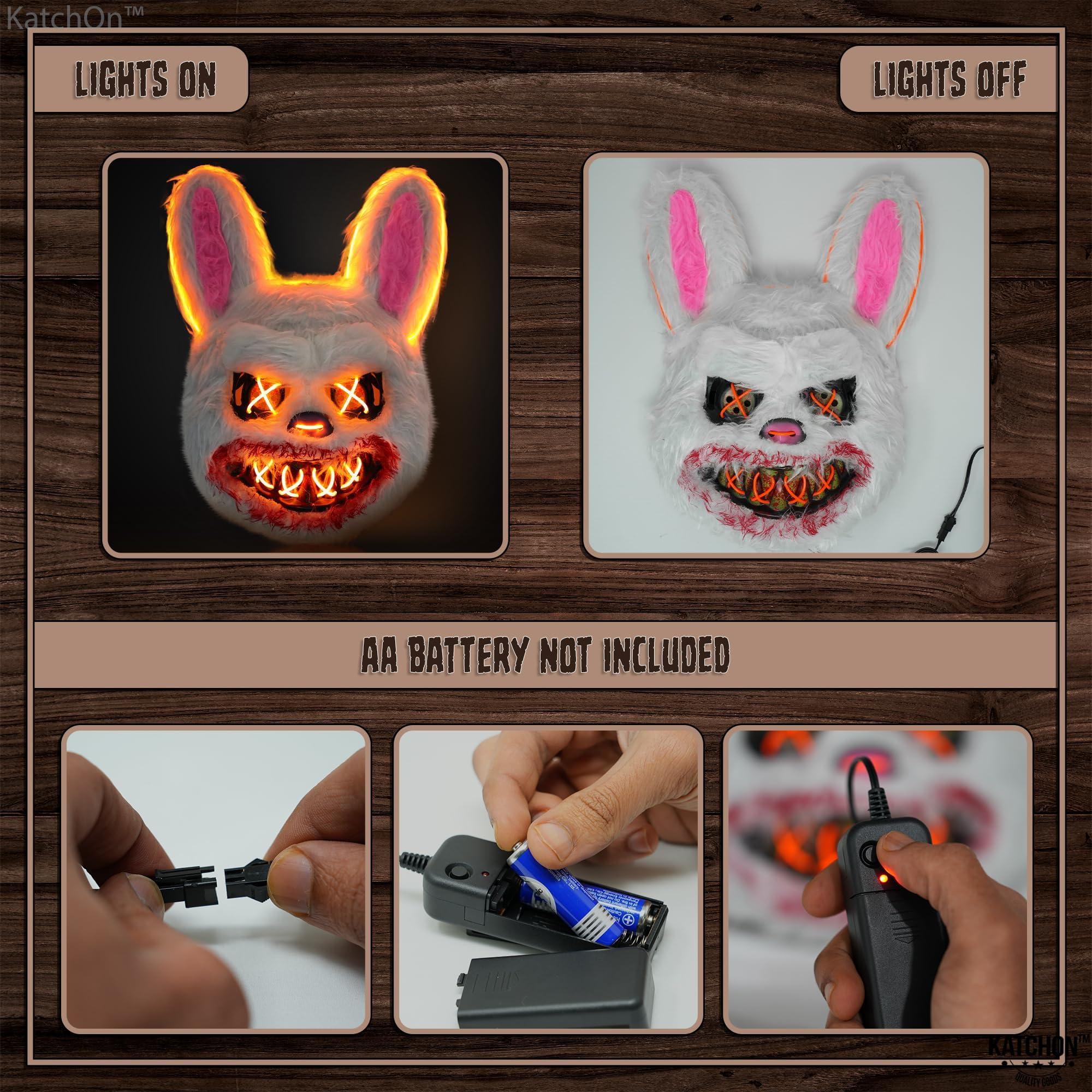 KatchOn KatchOn, Halloween Mask LED Light Up Bunny Mask - 13x10 Inch The Purge Bunny Mask | Realistic Movie Cosplay Mask, Halloween Cosplay Party | Masquerade Parties | Halloween Festival, Bunny Purge Mask