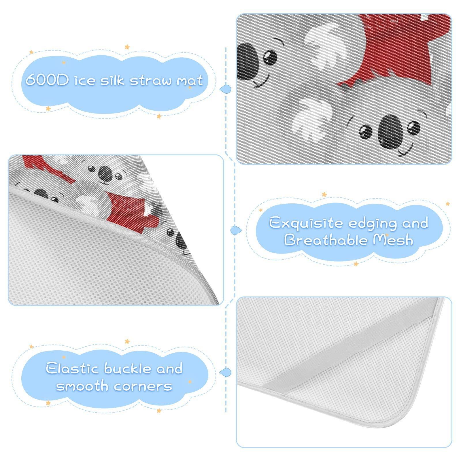 Wfrish Crib Cooling Mattress Protector Cute Koala Grey Baby Bed Mat Mattress Cover Cartoon Animal Toddler Sleeping Mattress Pads Breathable Summer Soft Newborn Ice Silk Mat 52"x 28"