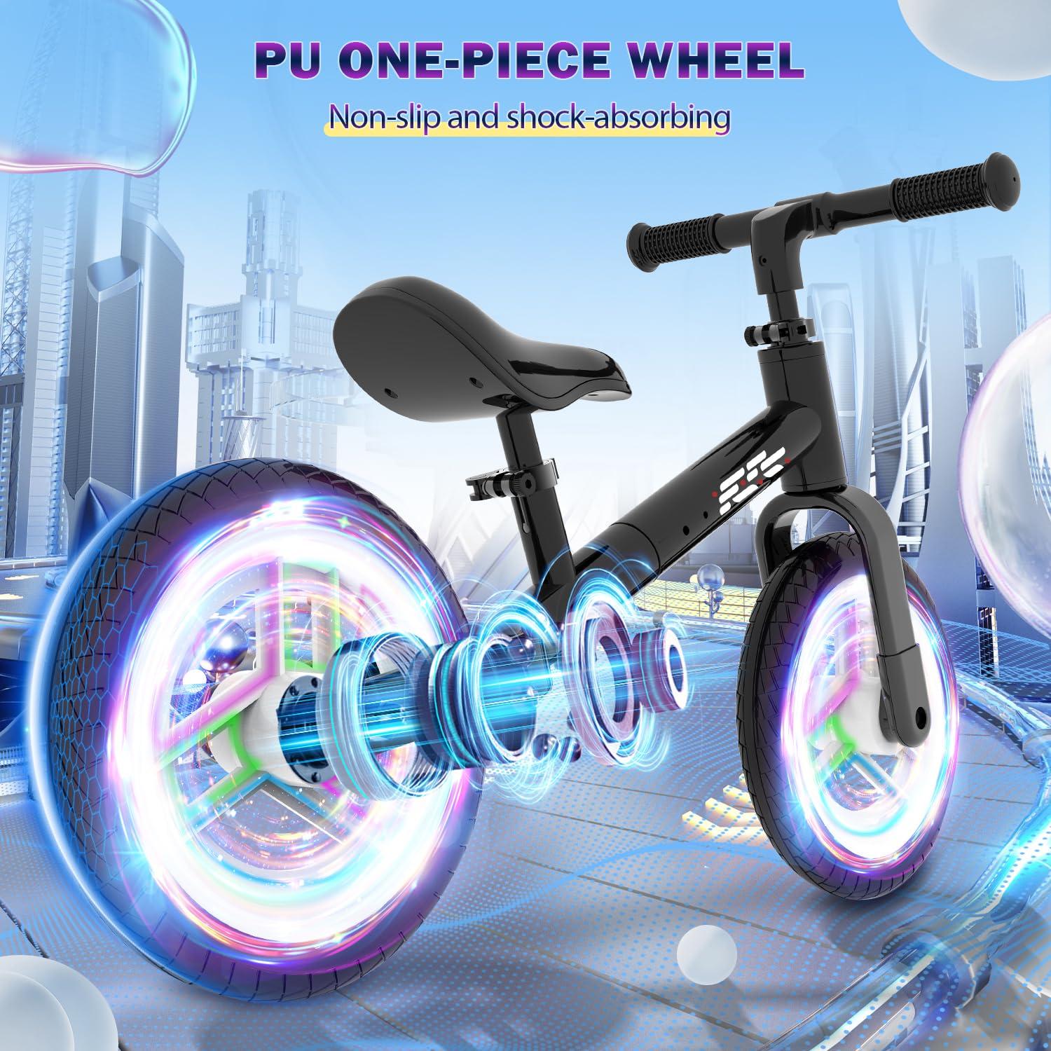 WETIFY WETIFY Colorful Lighting Balance Bike 2 Year Old, 2-5 Year Old Toddler Balance Bike, Adjustable Handlebar & Seat, 2-5 Year Old Boy Gifts Toys